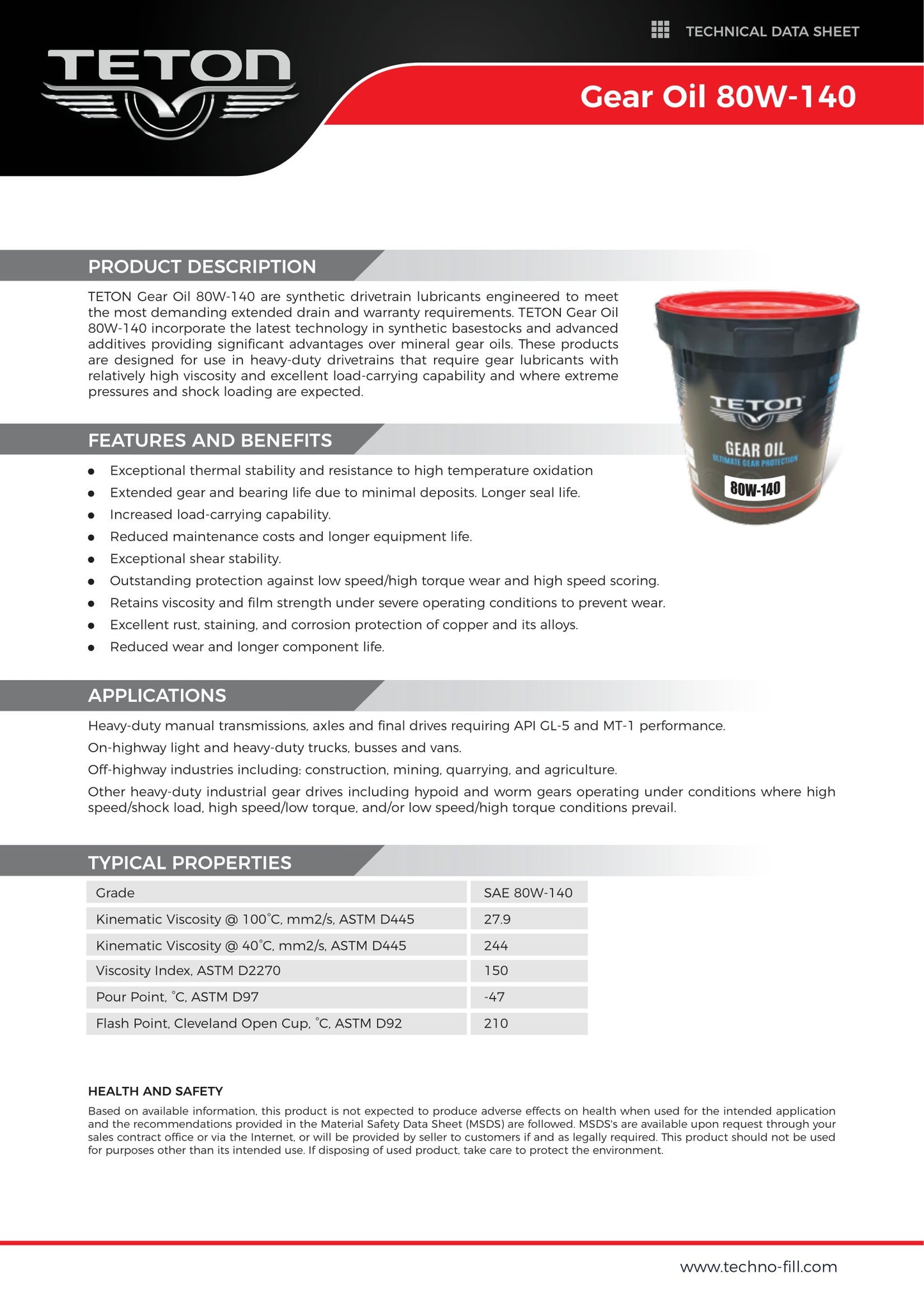 Wholesale Pallet: Gear Oil 80W-140 Each Pallet 42 Pails (5 Gal.)